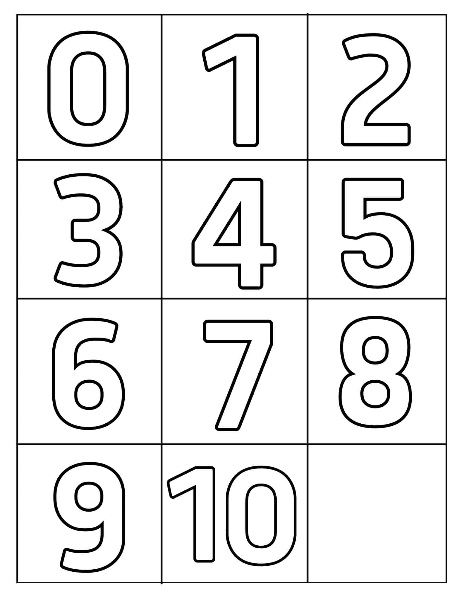 Printable Number Templates