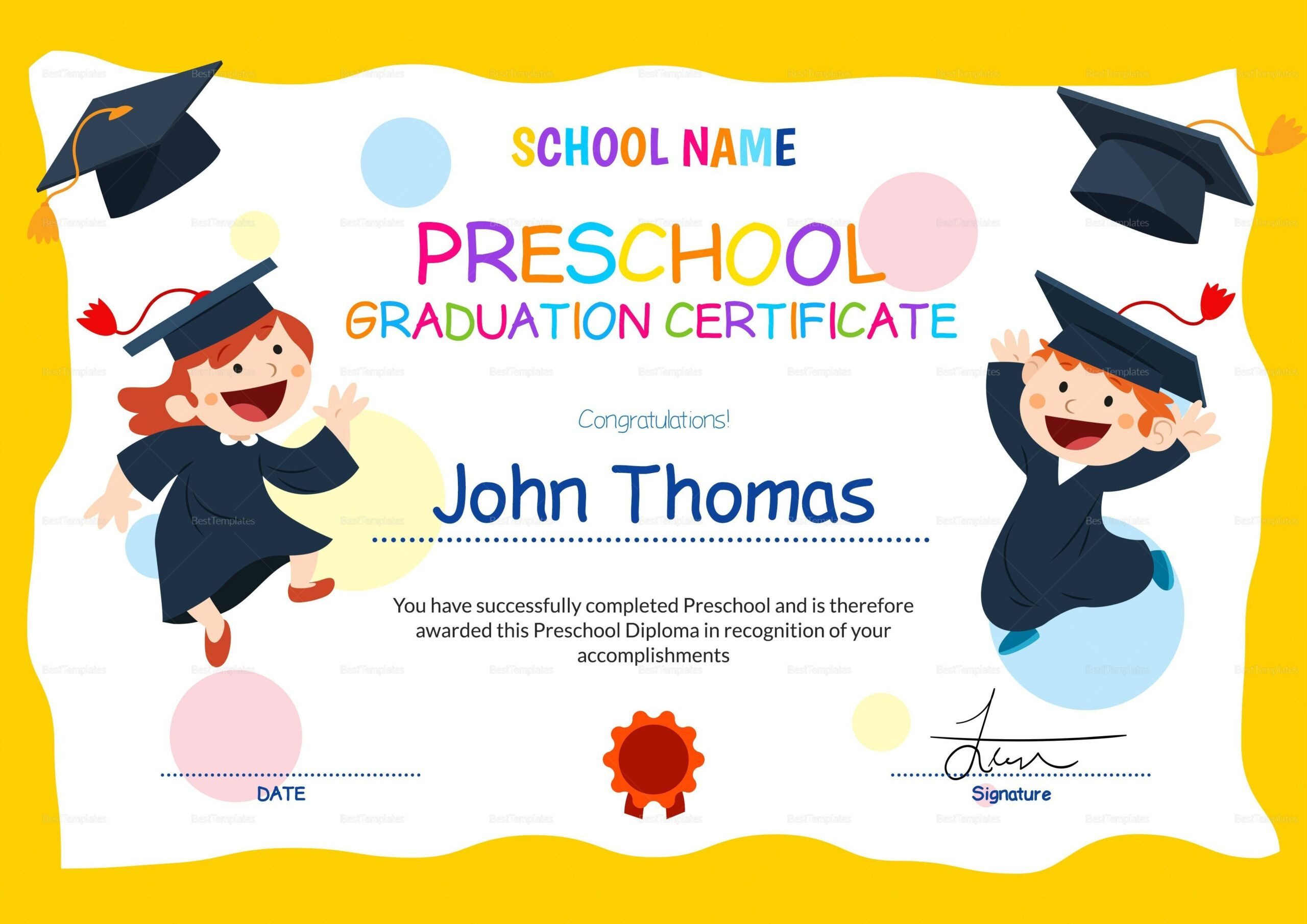 Free Printable Preschool Certificate Templates