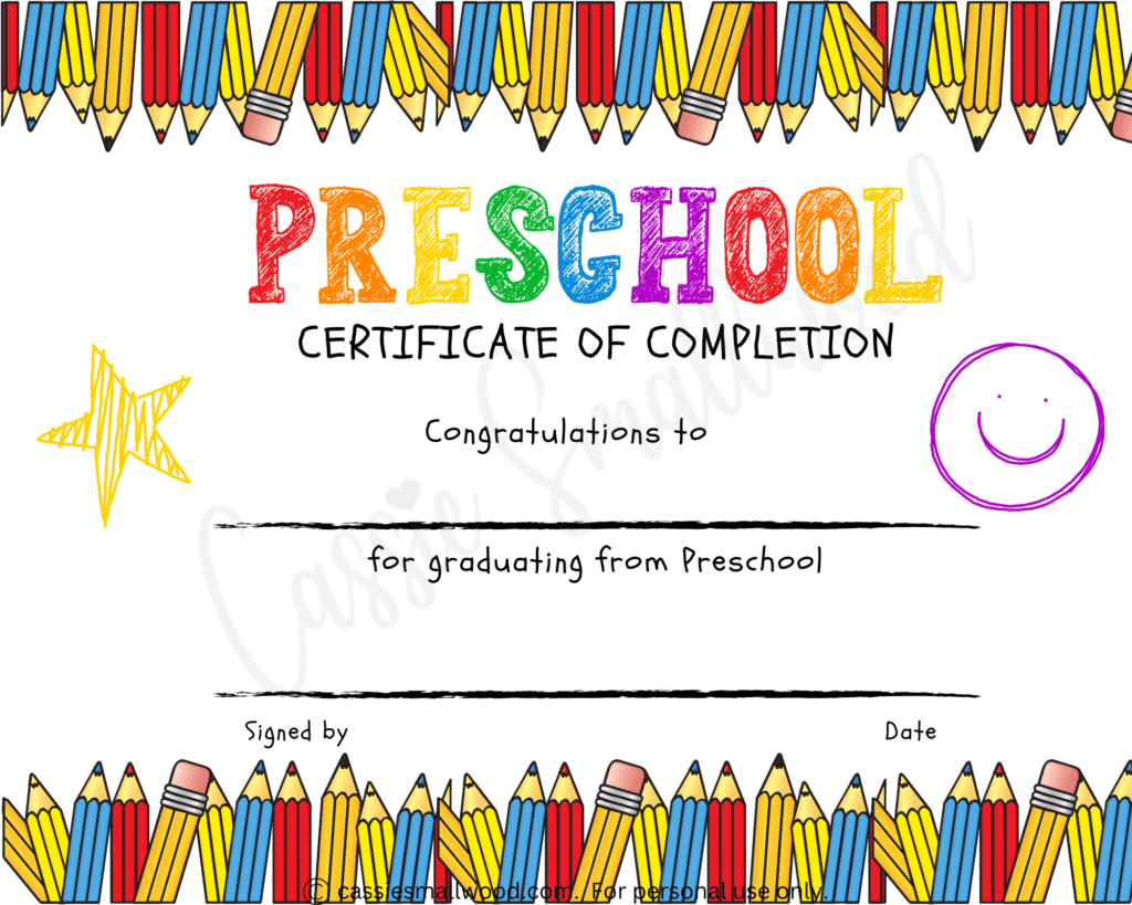 Free Printable Preschool Graduation Certificate Templates