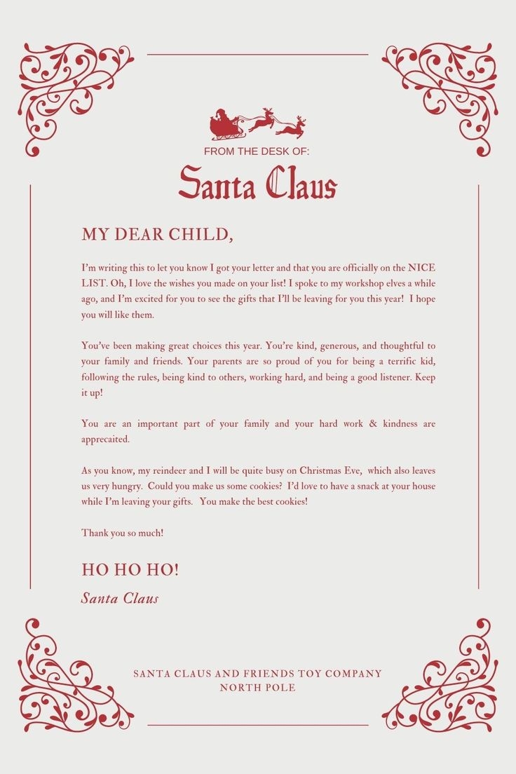 Free Printable Letters From Santa Template