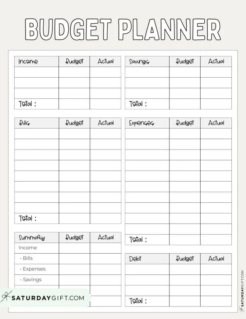 free printable financial budget worksheet