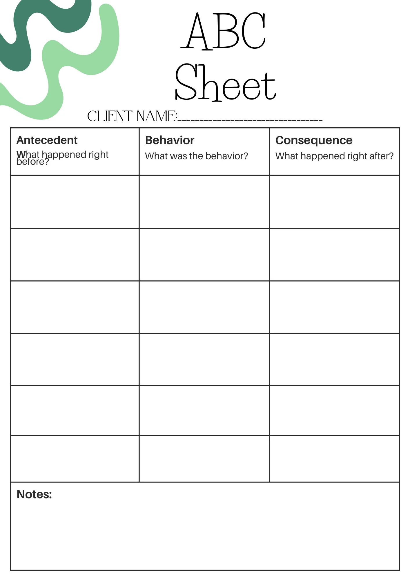 Printable Abc Data Sheet Template Printable Abc Data Sheet Template