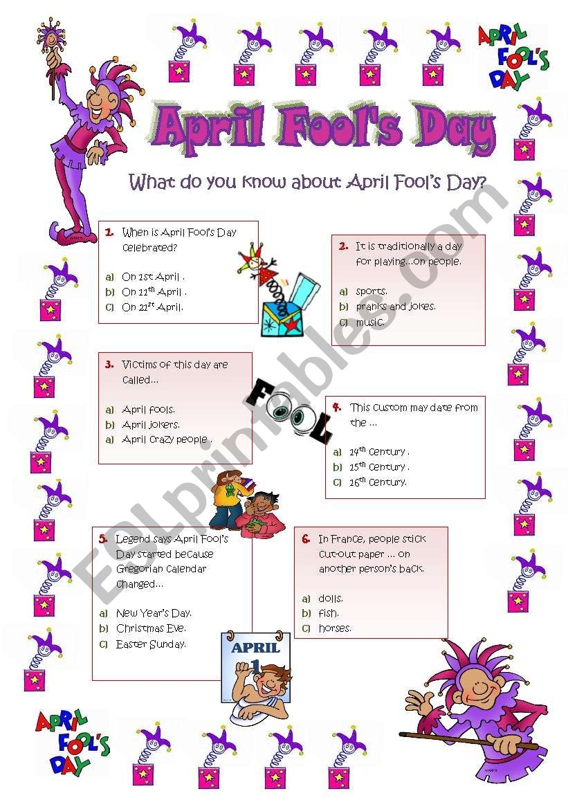 april fools day quiz printable