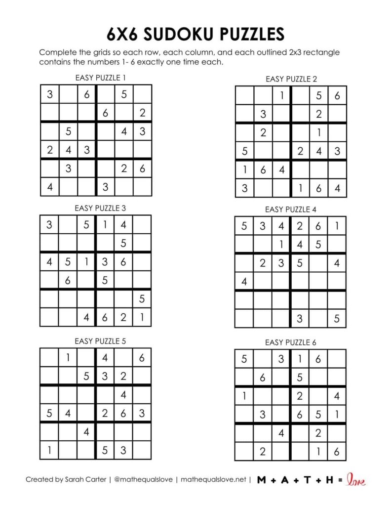 sudoku printables 6 per page