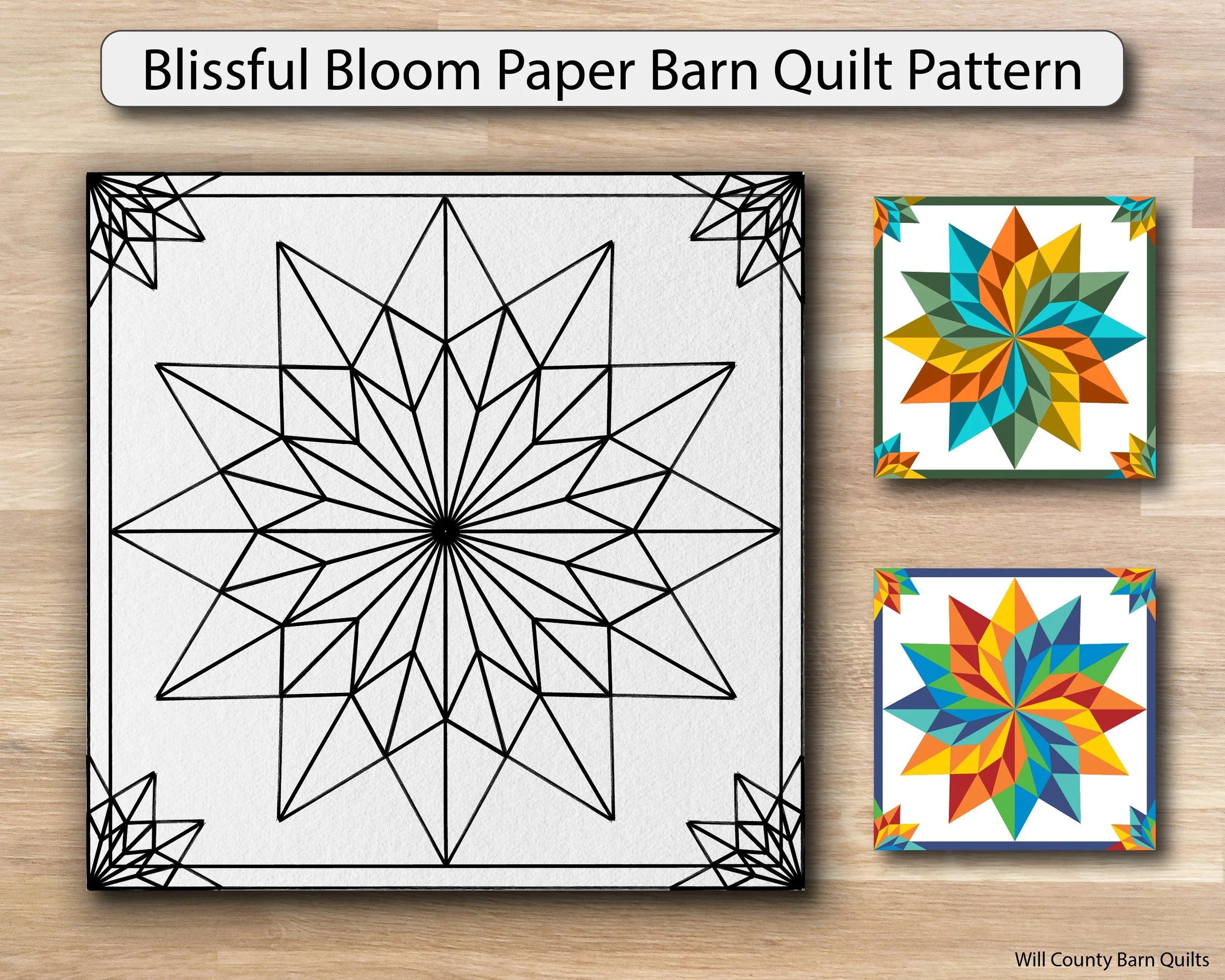 Blissful Bloom Paper Barn Quilt Pattern Will County Barn Quilt Trail