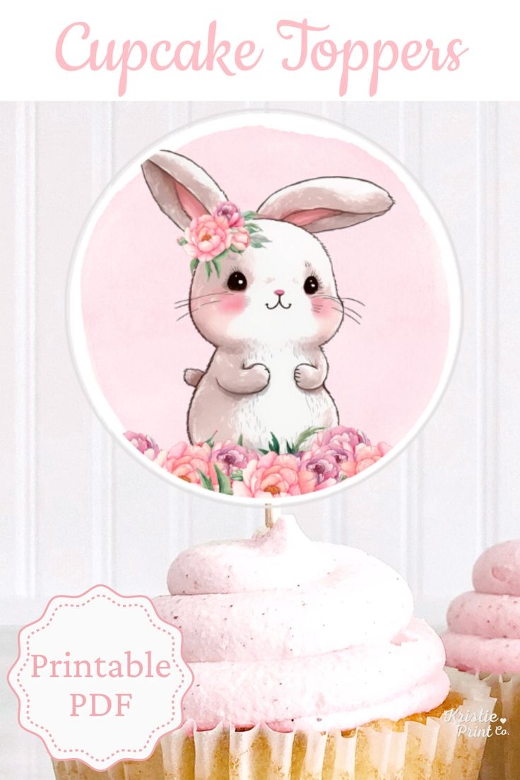 Bunny Cupcake Toppers Bunny Birthday Bunny Easter Decor Bunny