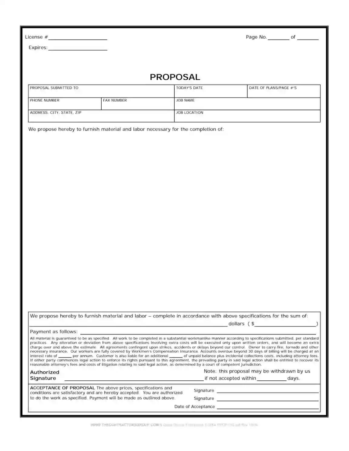 Construction Proposal Form Fill Out Printable PDF Forms Online