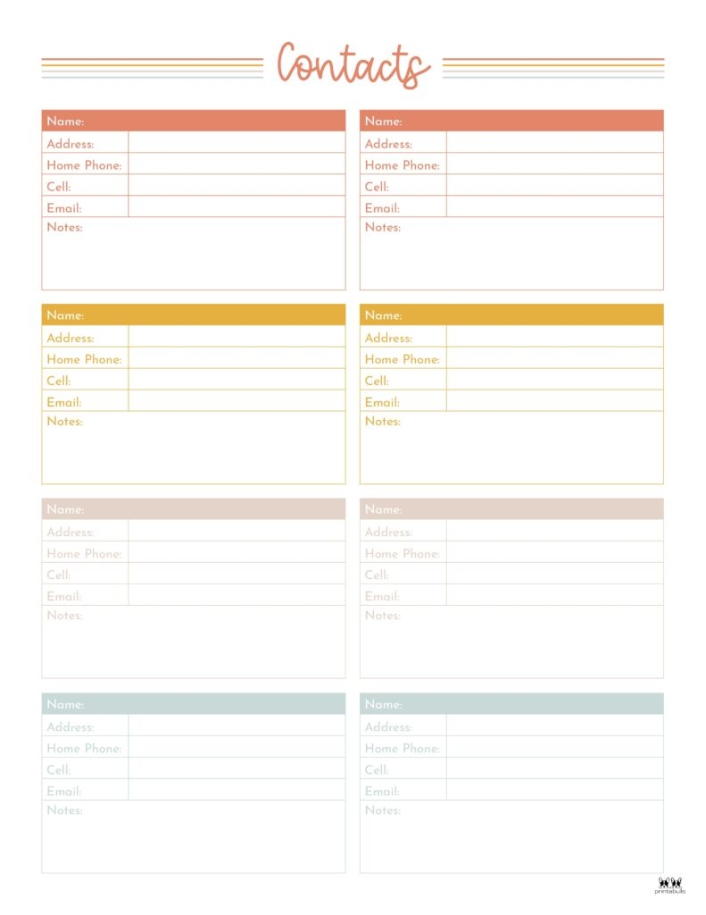 Contact List Templates 20 FREE Printables Printabulls