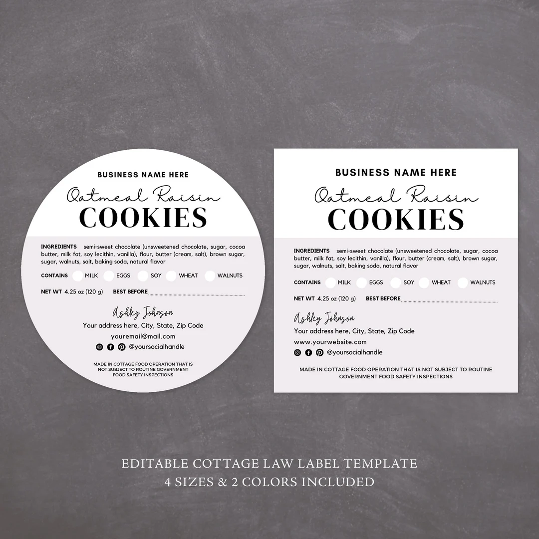 Printable Cottage Food Label Template