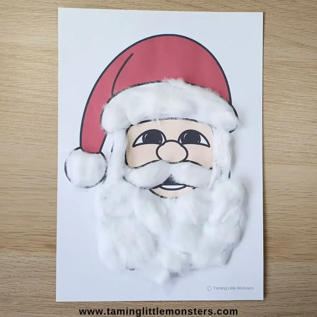 Cotton Wool Santa Craft For Kids Free Printable Template 