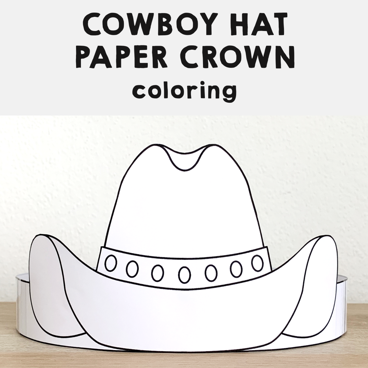 Cowboy Hat Paper Crown Printable Wild West Coloring Craft Activity 