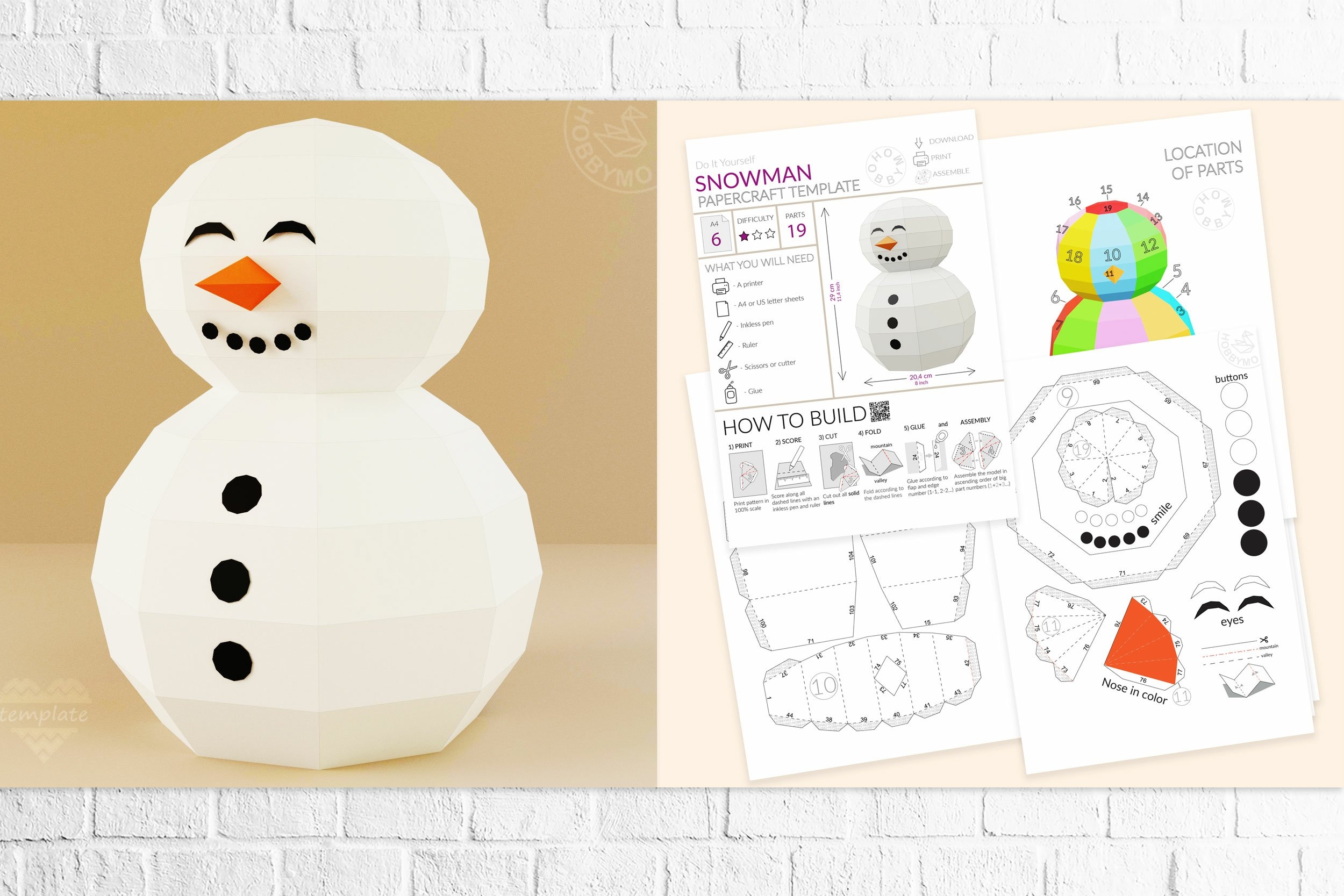 3d Snowman Template Printable