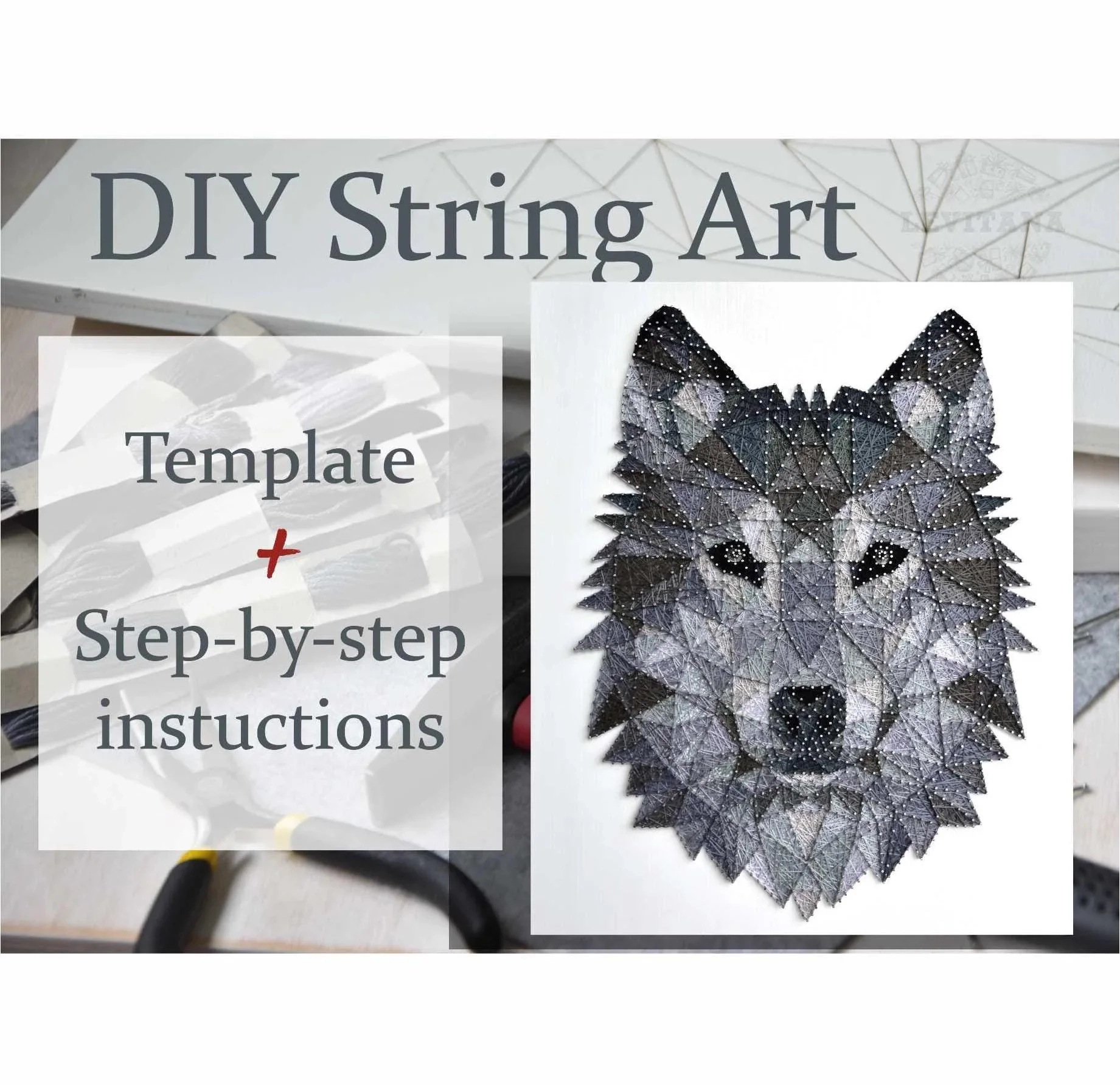 DIY String Art Wild Animal Template Digital String Art Wolf Etsy