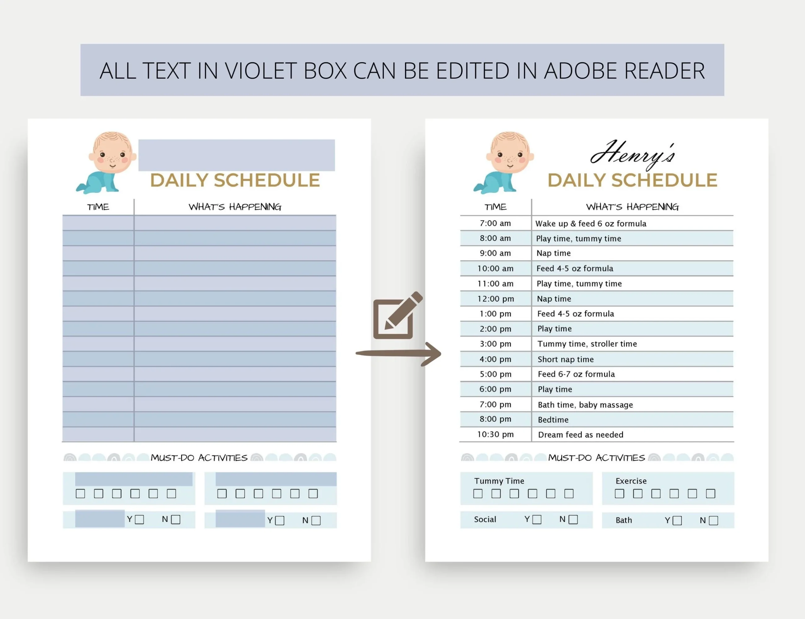 Editable Baby Schedule Template Daily Schedule Printable Baby Editable Baby Schedule Template Daily Schedule Printable Baby