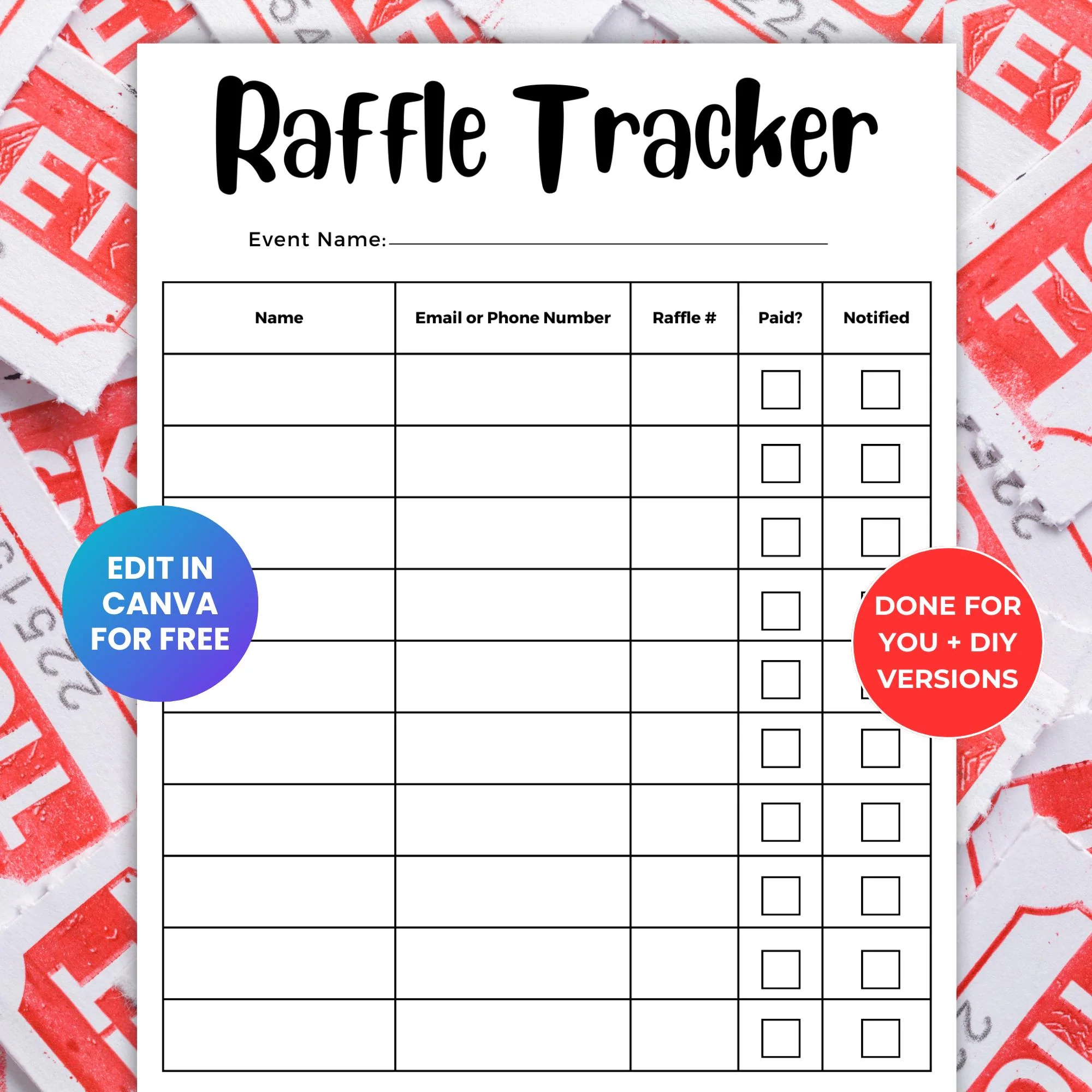 Printable Raffle Sheet Template