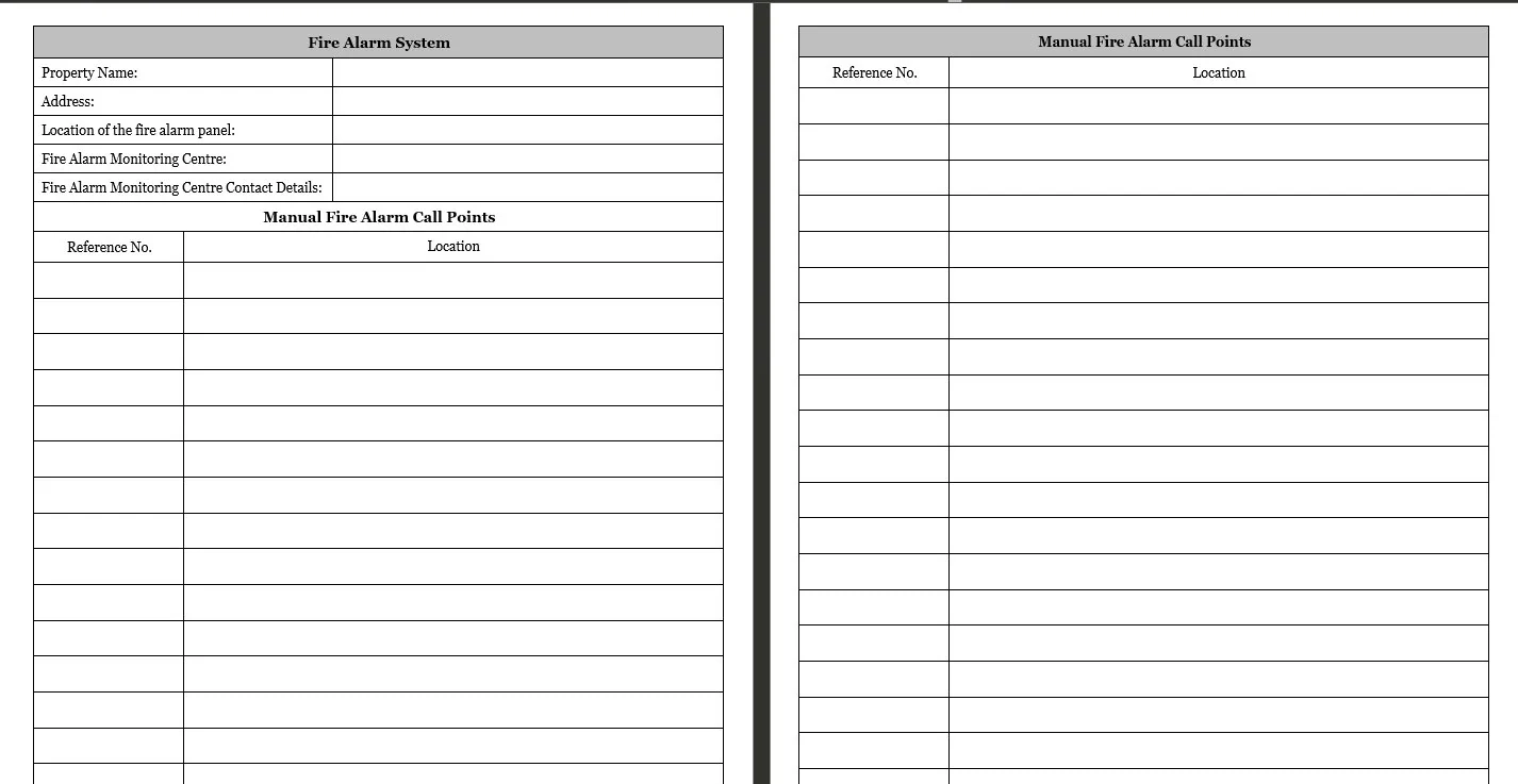 Printable Fire Alarm Log Sheet Template Printable Fire Alarm Log Sheet Template