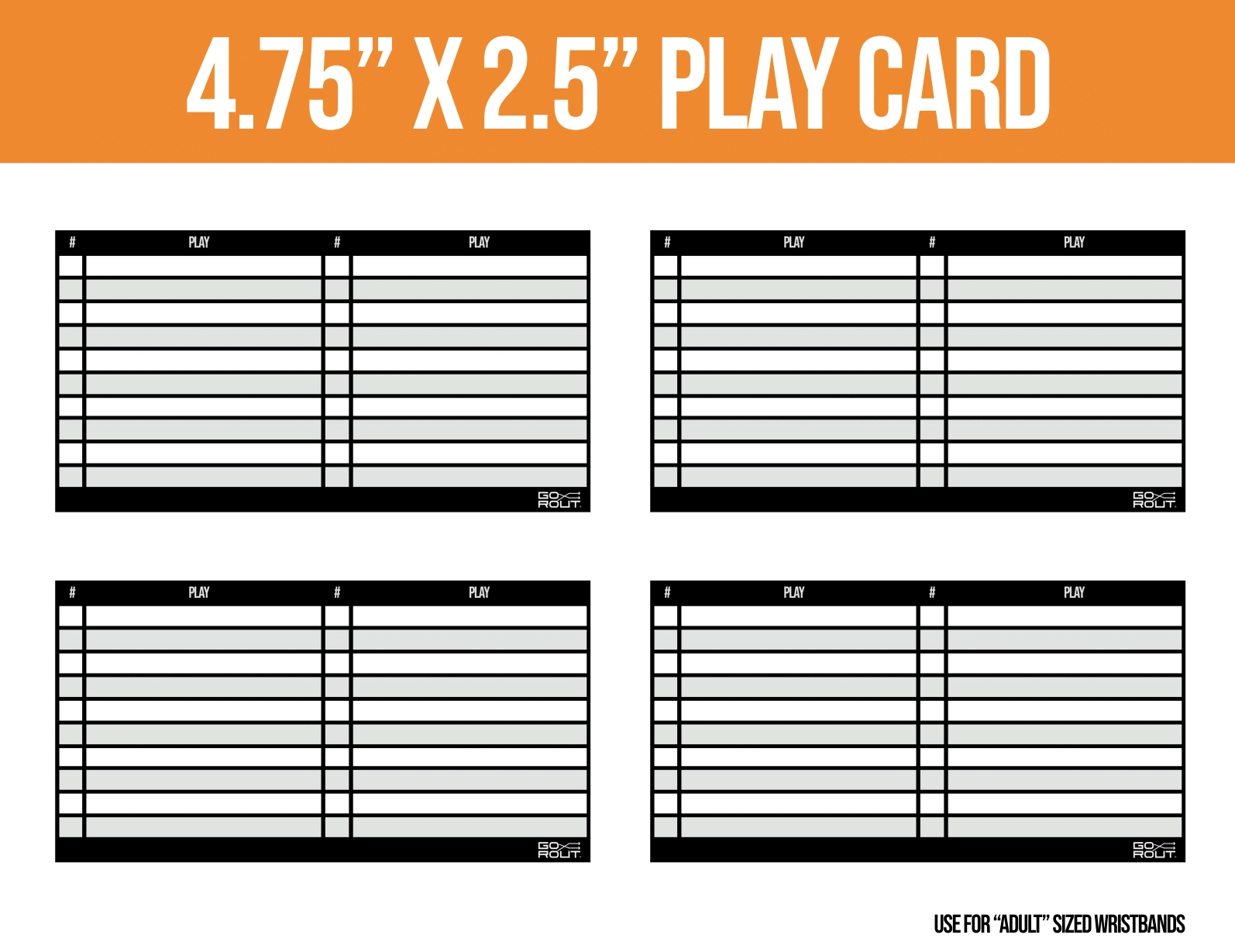 Printable Football Play Wristband Template Printable Football Play Wristband Template