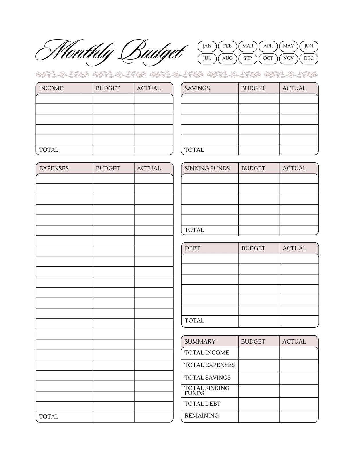 Budget Templates Free Printable Budget Templates Free Printable