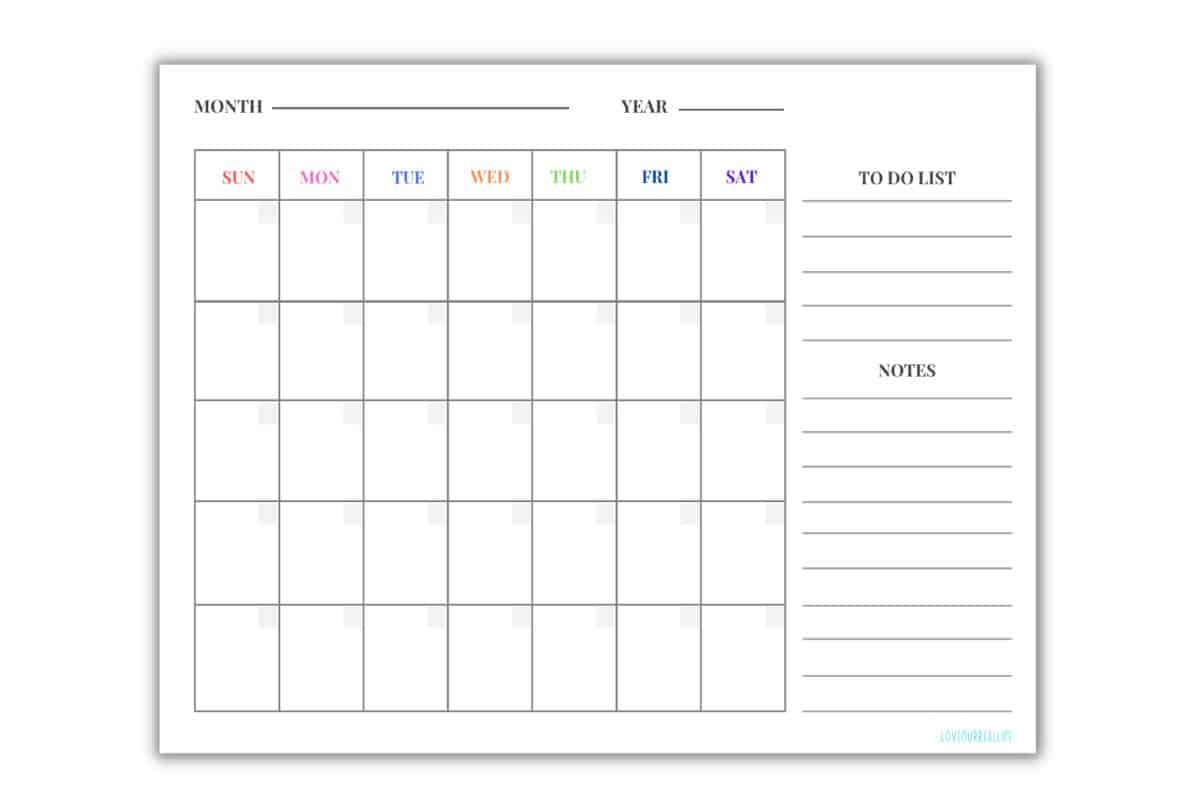 Blank Calendar Printable Template Blank Calendar Printable Template