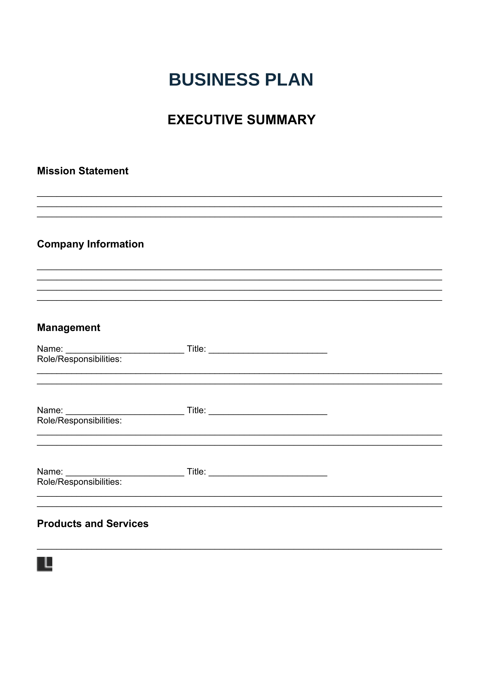 Free Printable Business Plan Template