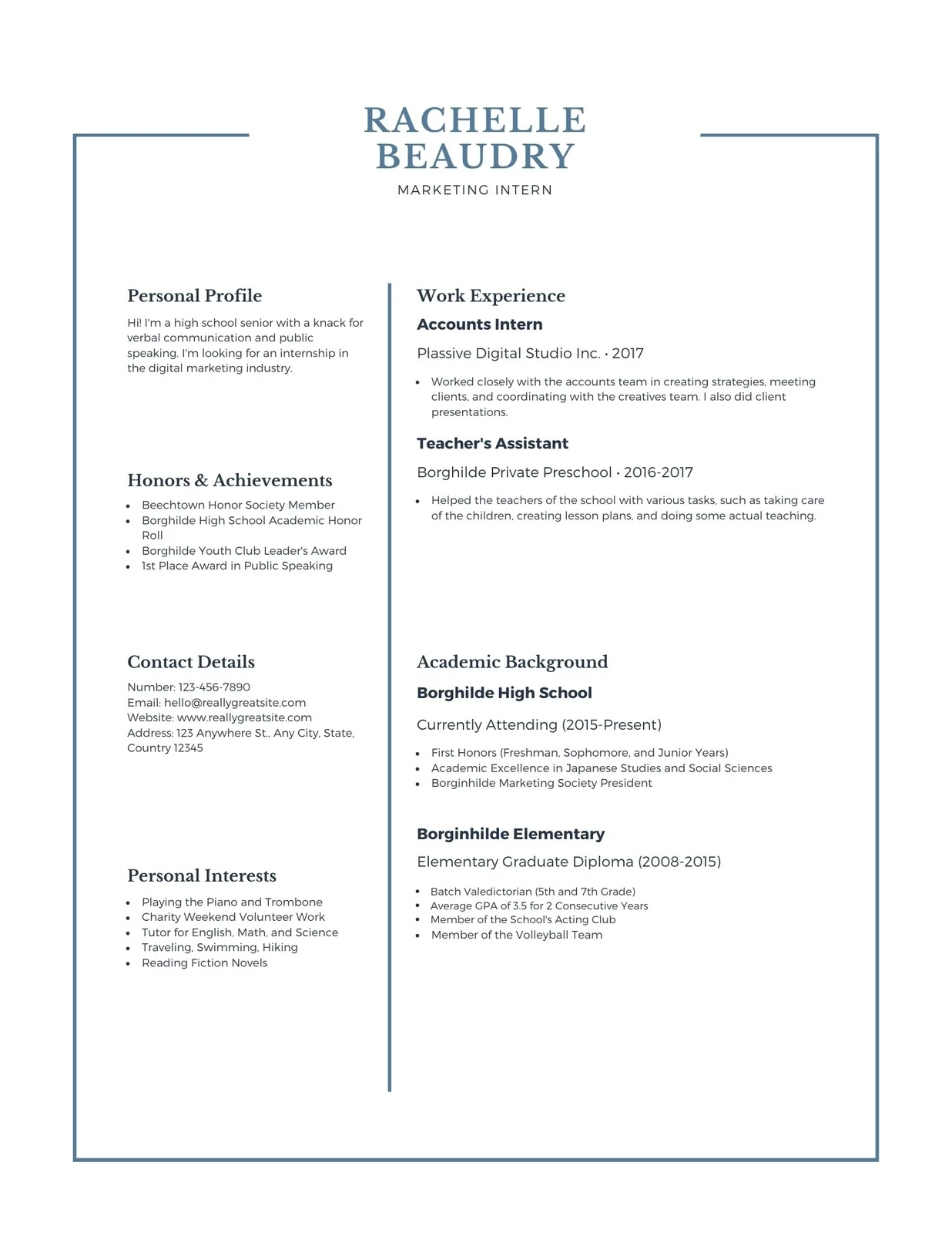 Printable Resume Templates For Students