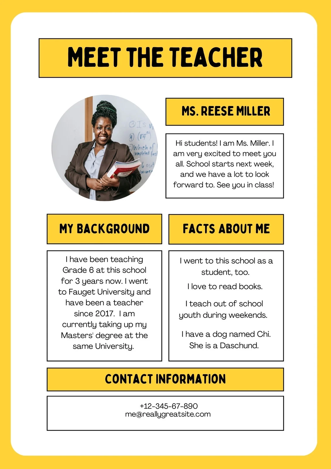 Printable Teacher Bio Template Printable Teacher Bio Template