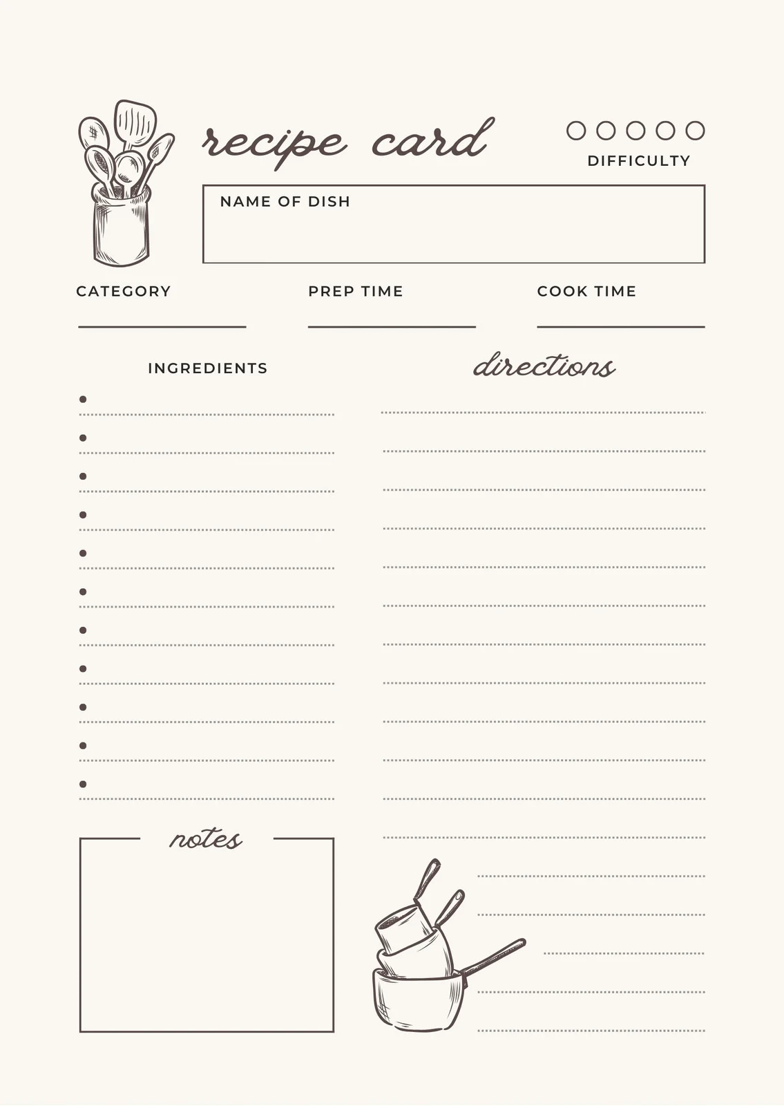 Recipe Template Printable Free