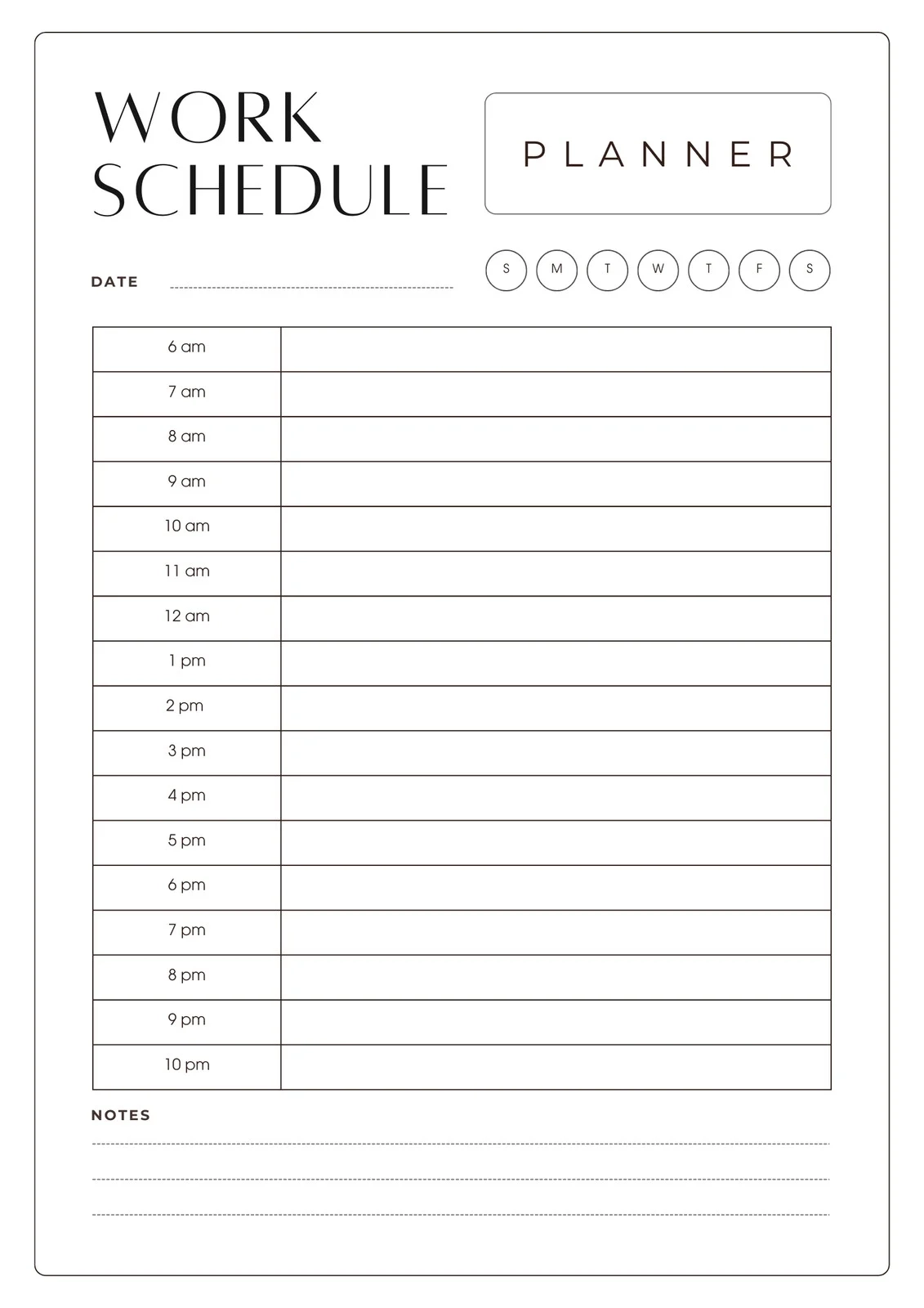 Free Printable Work Schedule Template