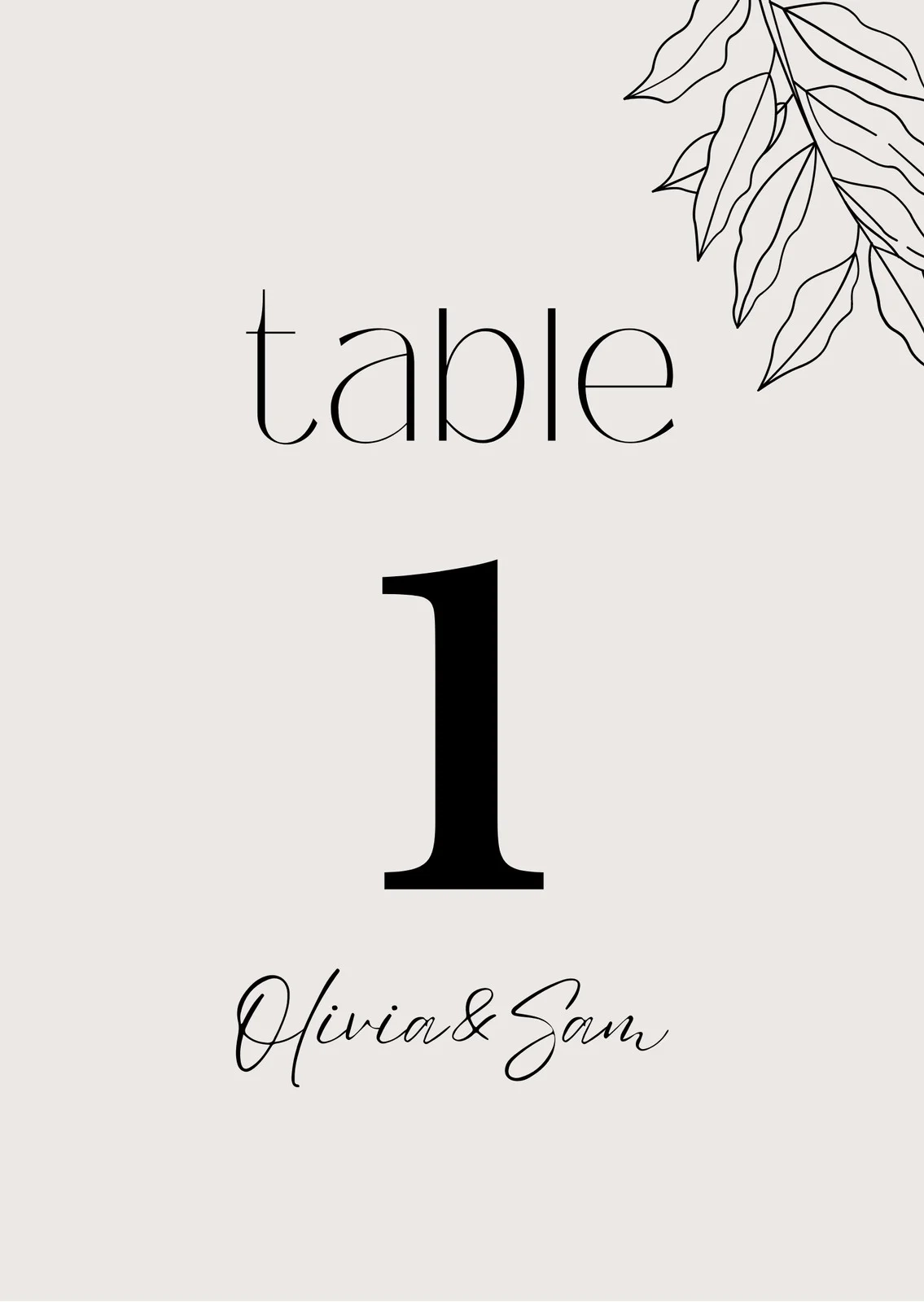 Printable Table Number Template