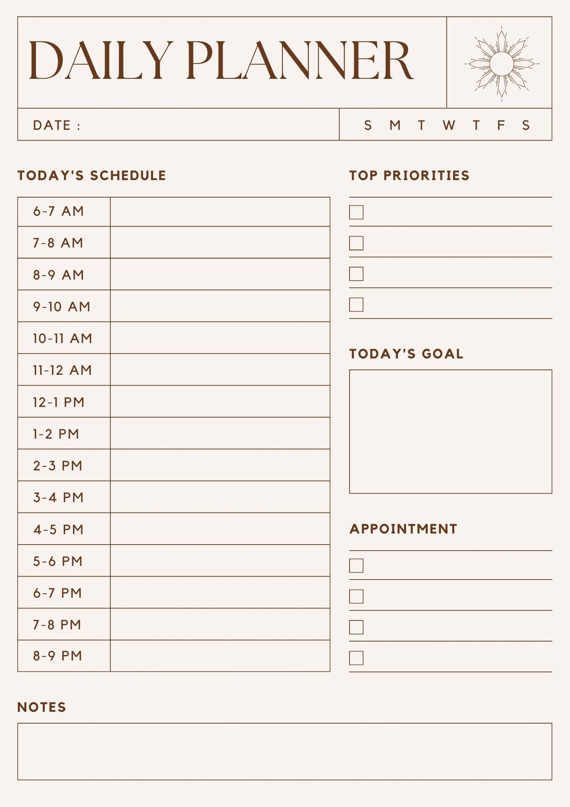 Daily Schedule Template Printable