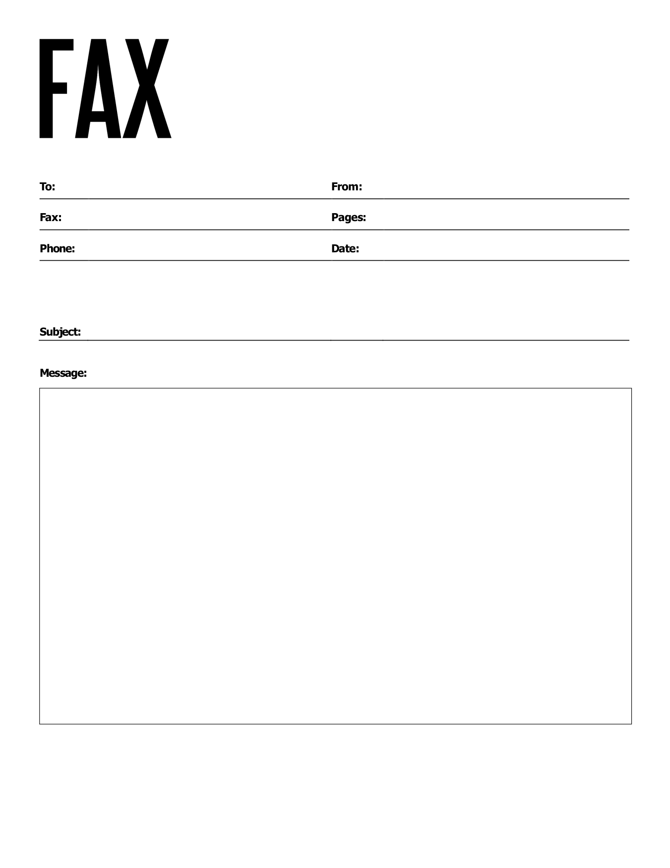 Printable Downloadable Fax Cover Sheet Template