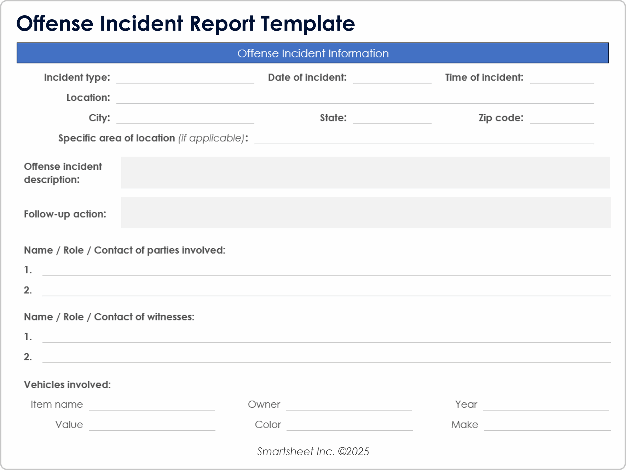 Printable Downloadable Incident Report Template Printable Downloadable Incident Report Template
