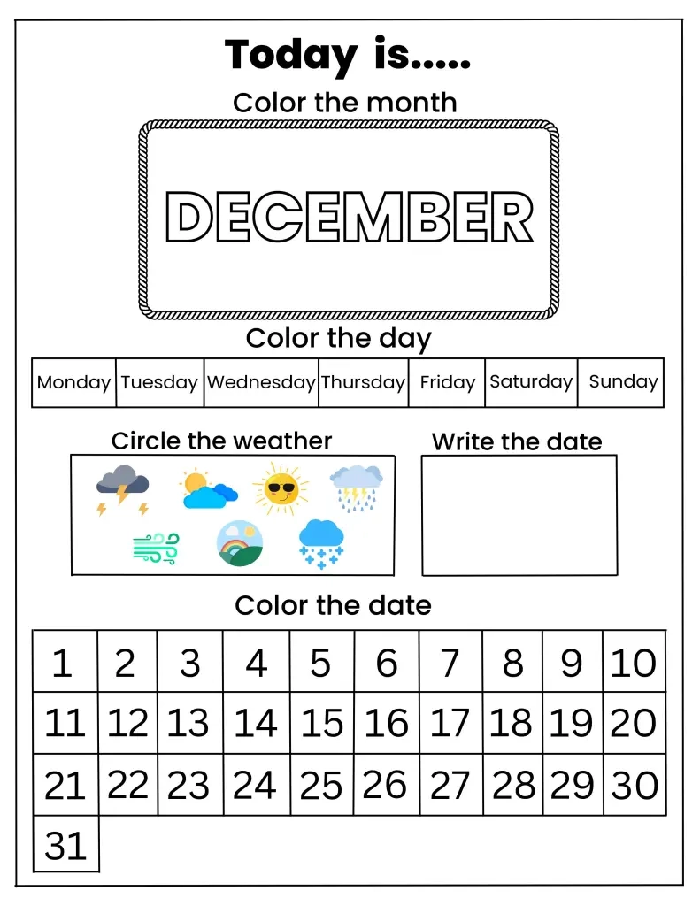 Free Printable Preschool Calendar Template