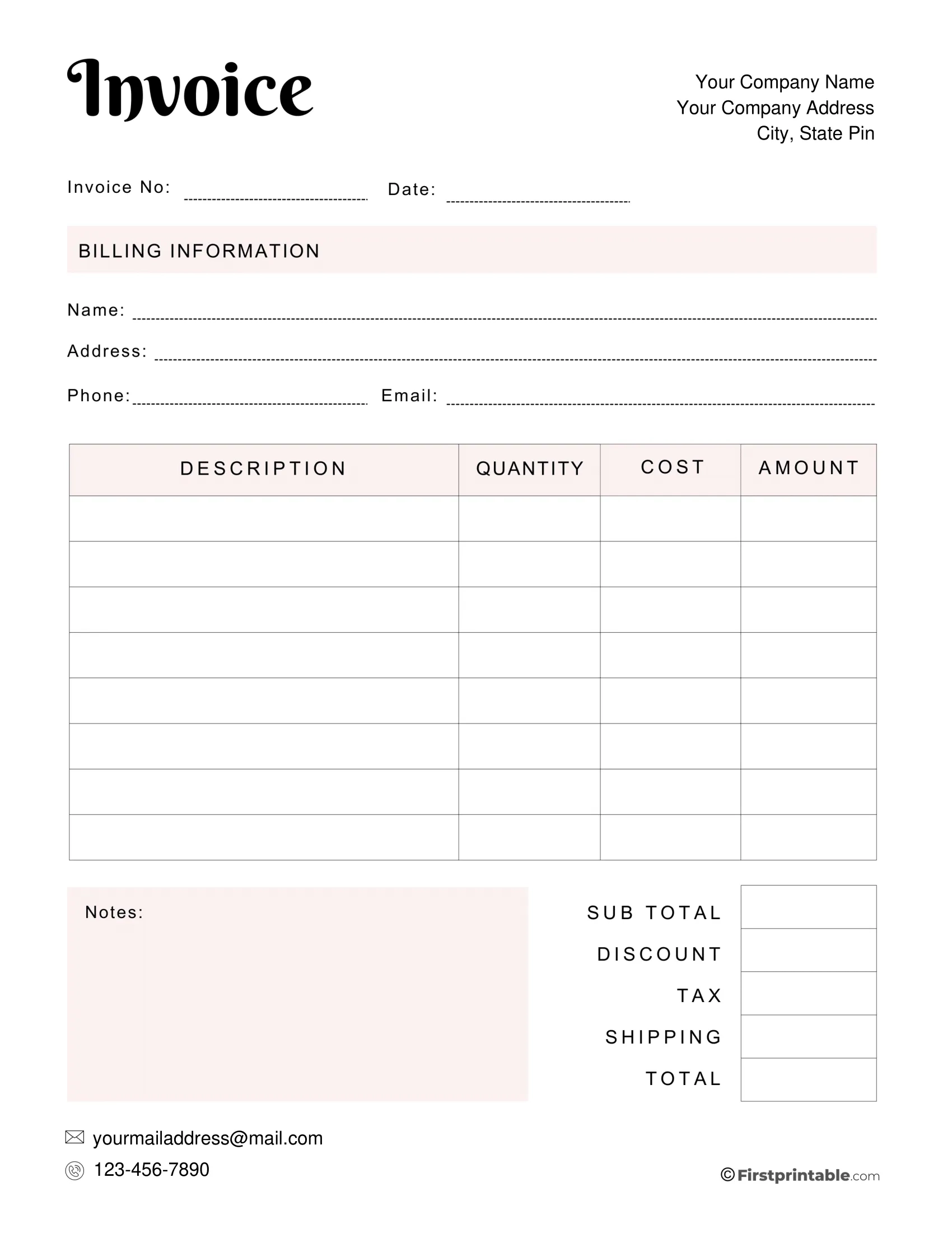 Free Invoice Template Blank Printable Download Free Invoice Template Blank Printable Download