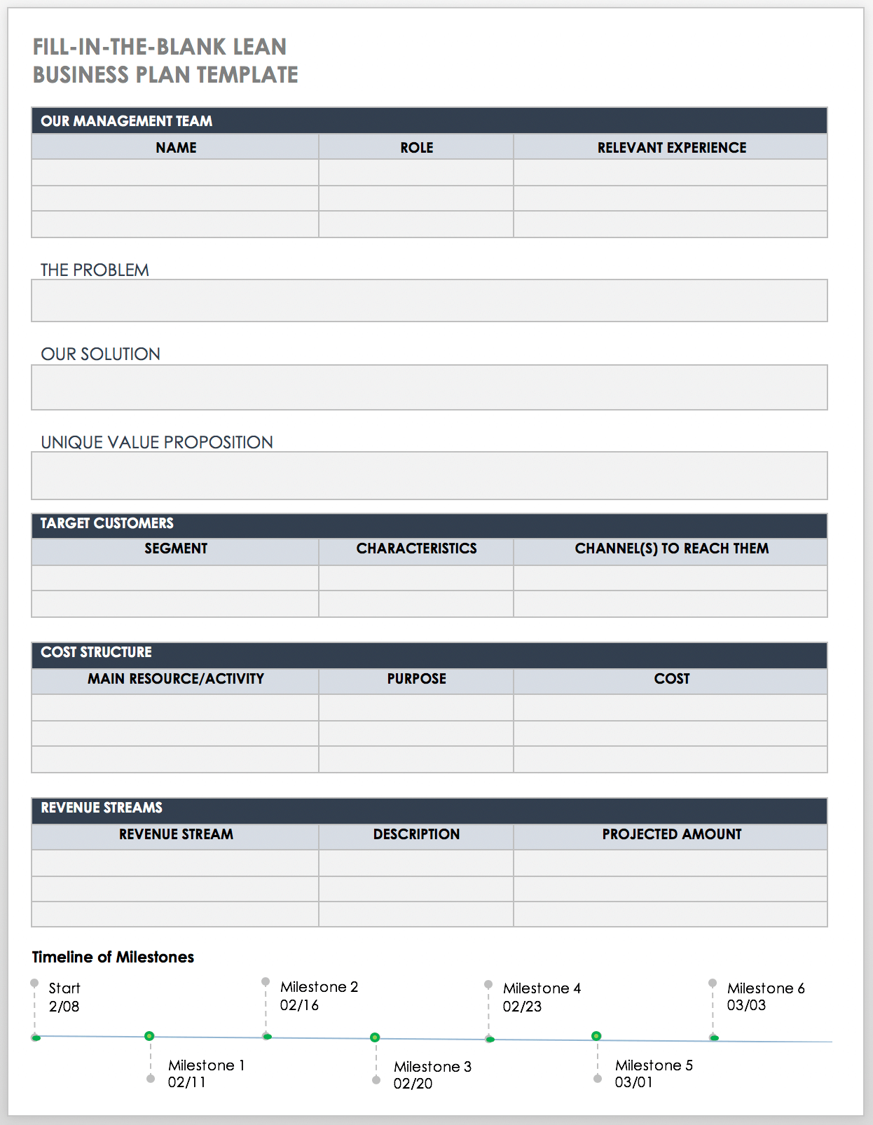 Free PDF Business Plan Templates Smartsheet