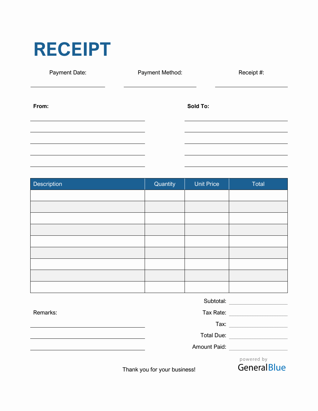 Free PDF Receipt Templates