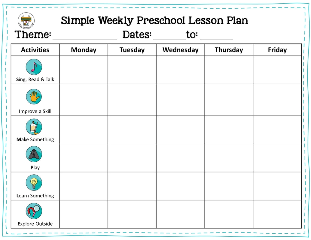 Printable Lesson Plan Template For Preschool