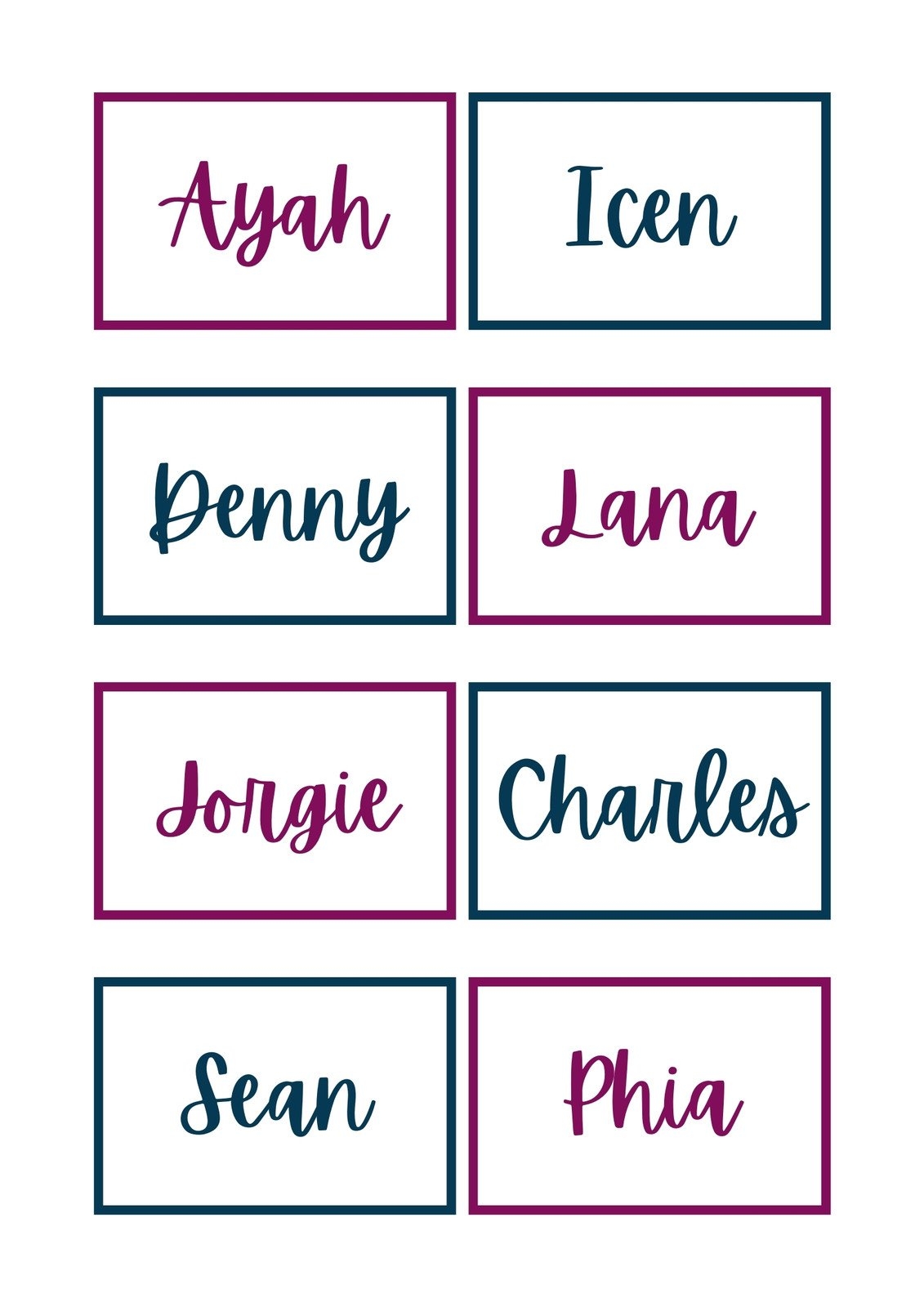 Printable Downloadable Name Tag Template