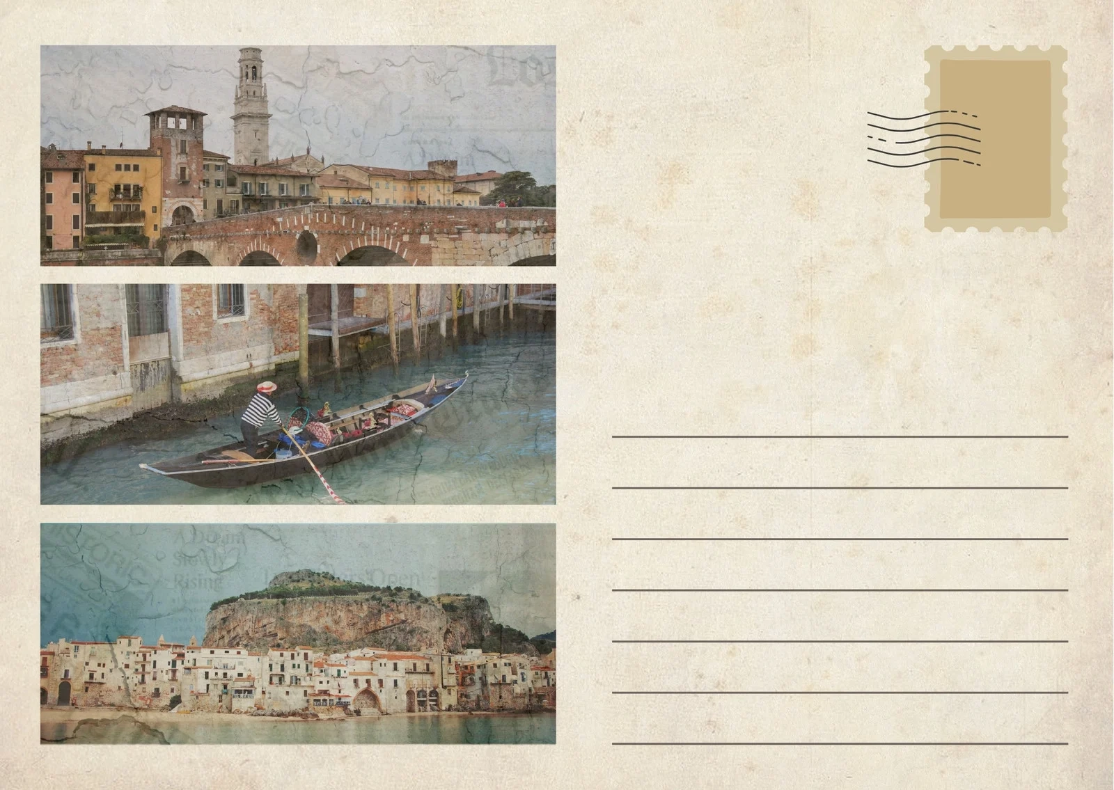 Printable Vintage Postcard Template