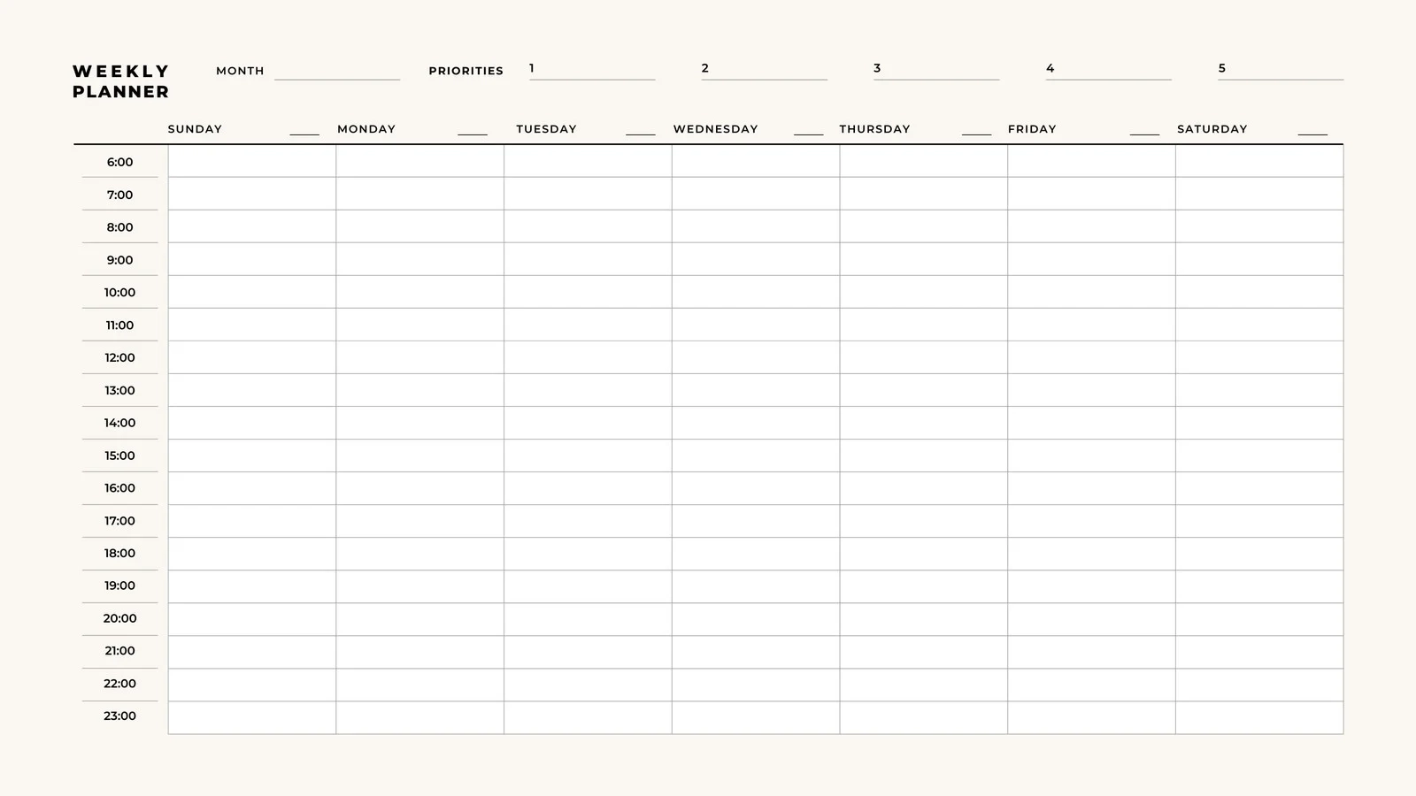 Weekly Calendar Template Printable Weekly Calendar Template Printable