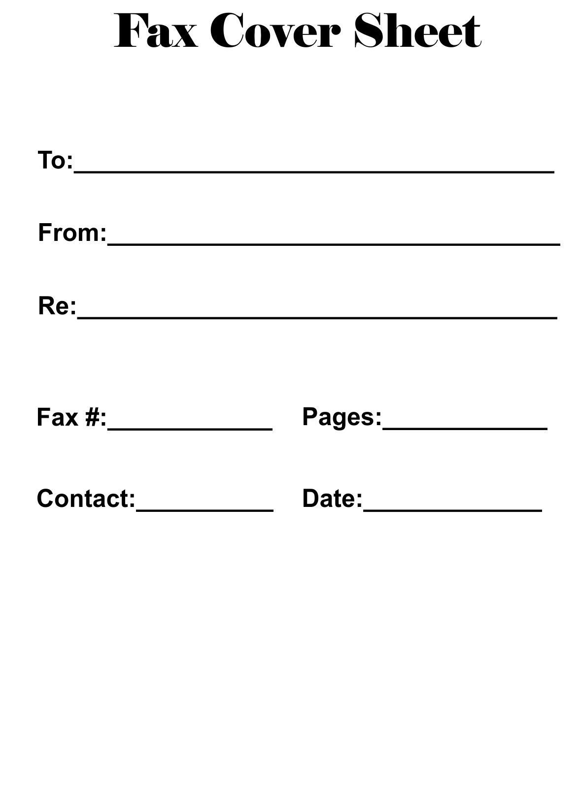 Printable Downloadable Fax Cover Sheet Template