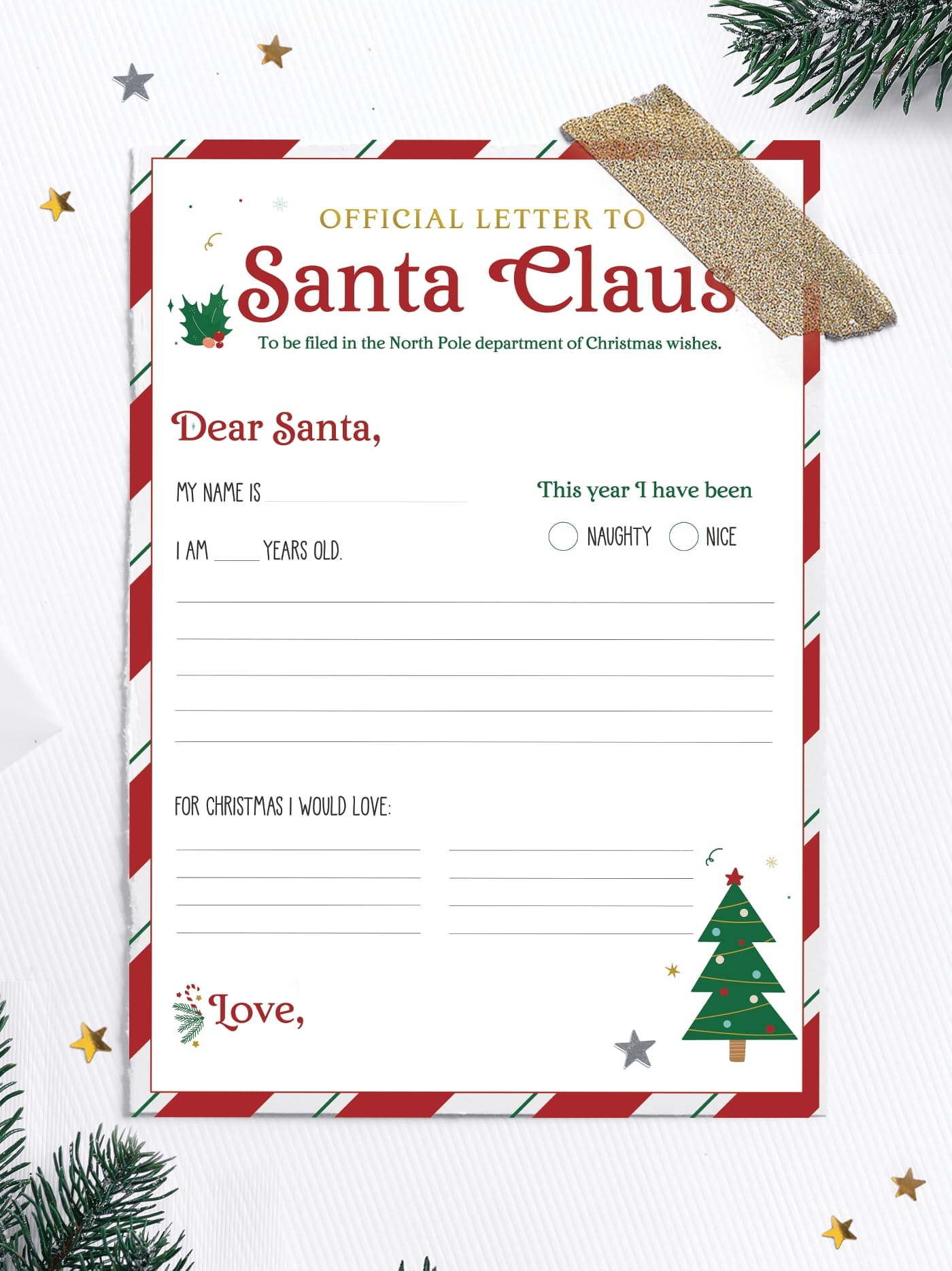 Letter To Santa Template Free Printable