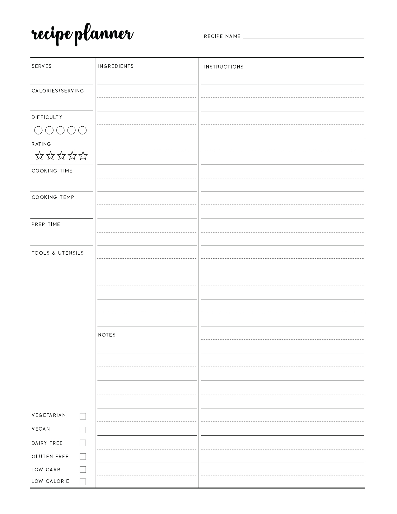 Recipe Template Printable Free Recipe Template Printable Free