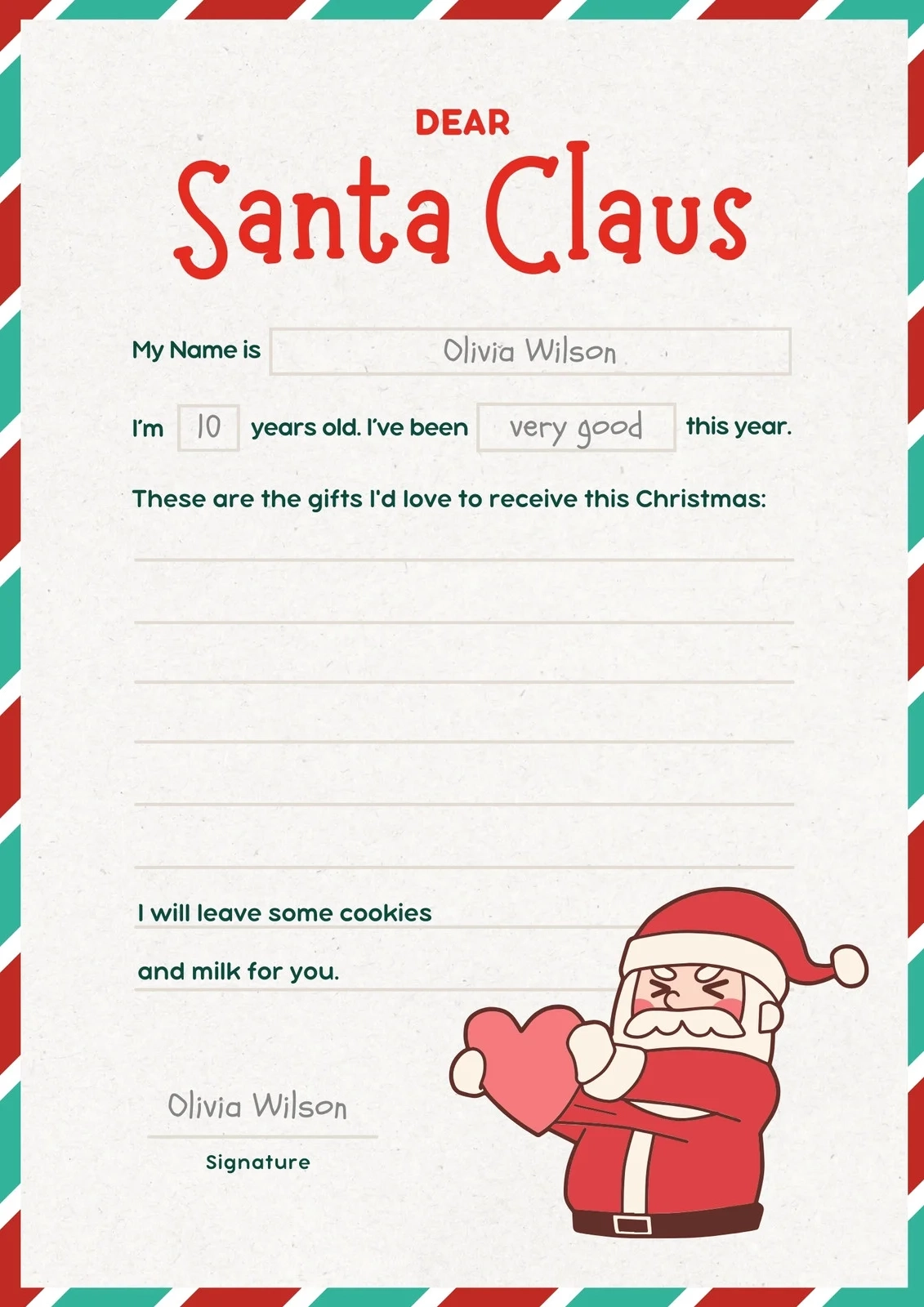 Printable Santa Claus Letter Template