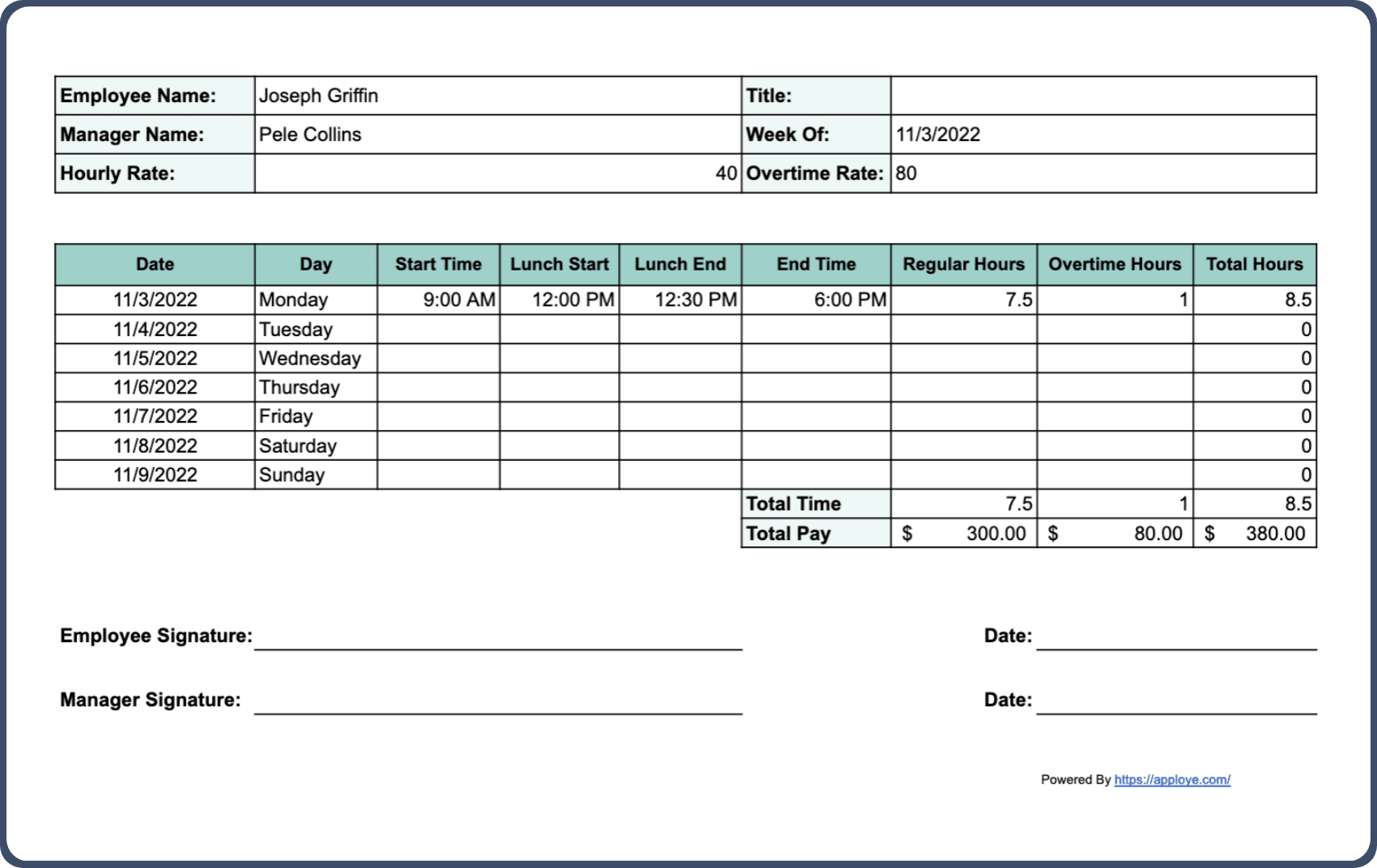 Printable Timesheet Template Printable Timesheet Template