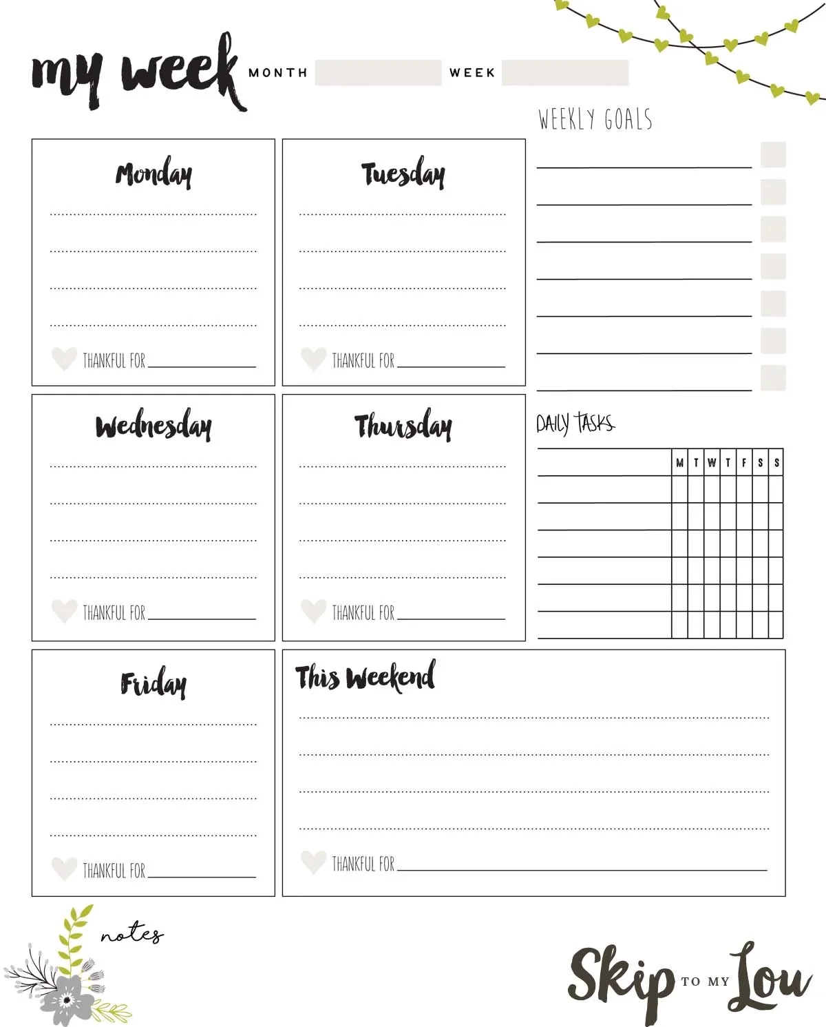 Weekly Template Printable Weekly Template Printable