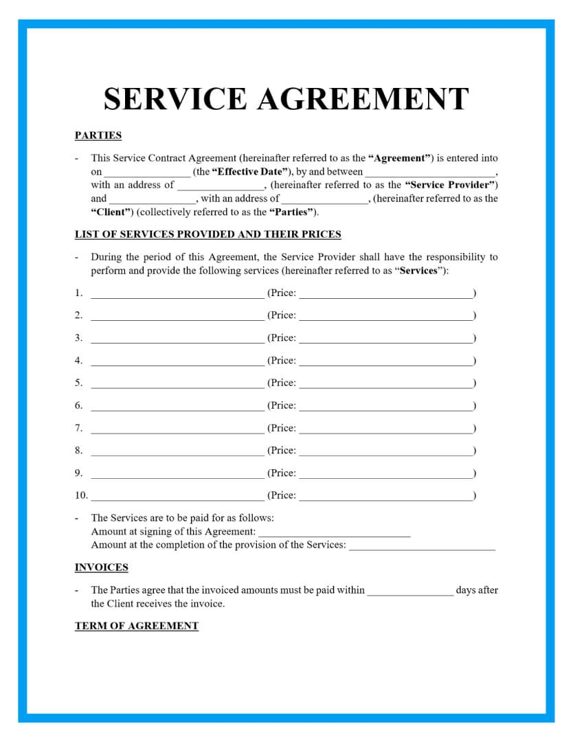 Printable Simple Contract Template
