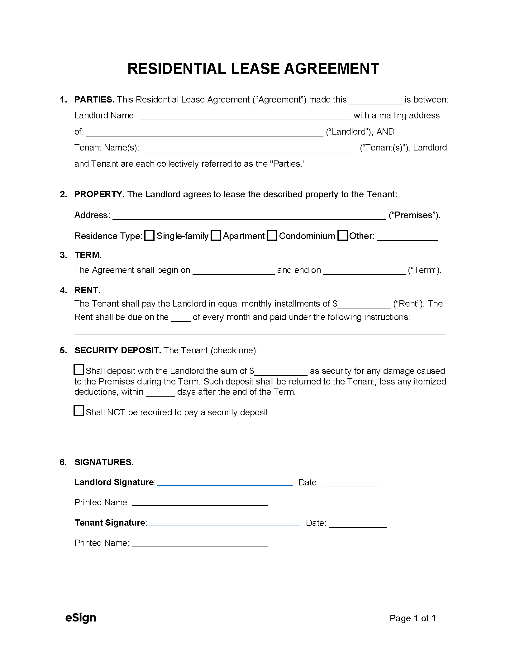 Free Rental Agreement Template Printable
