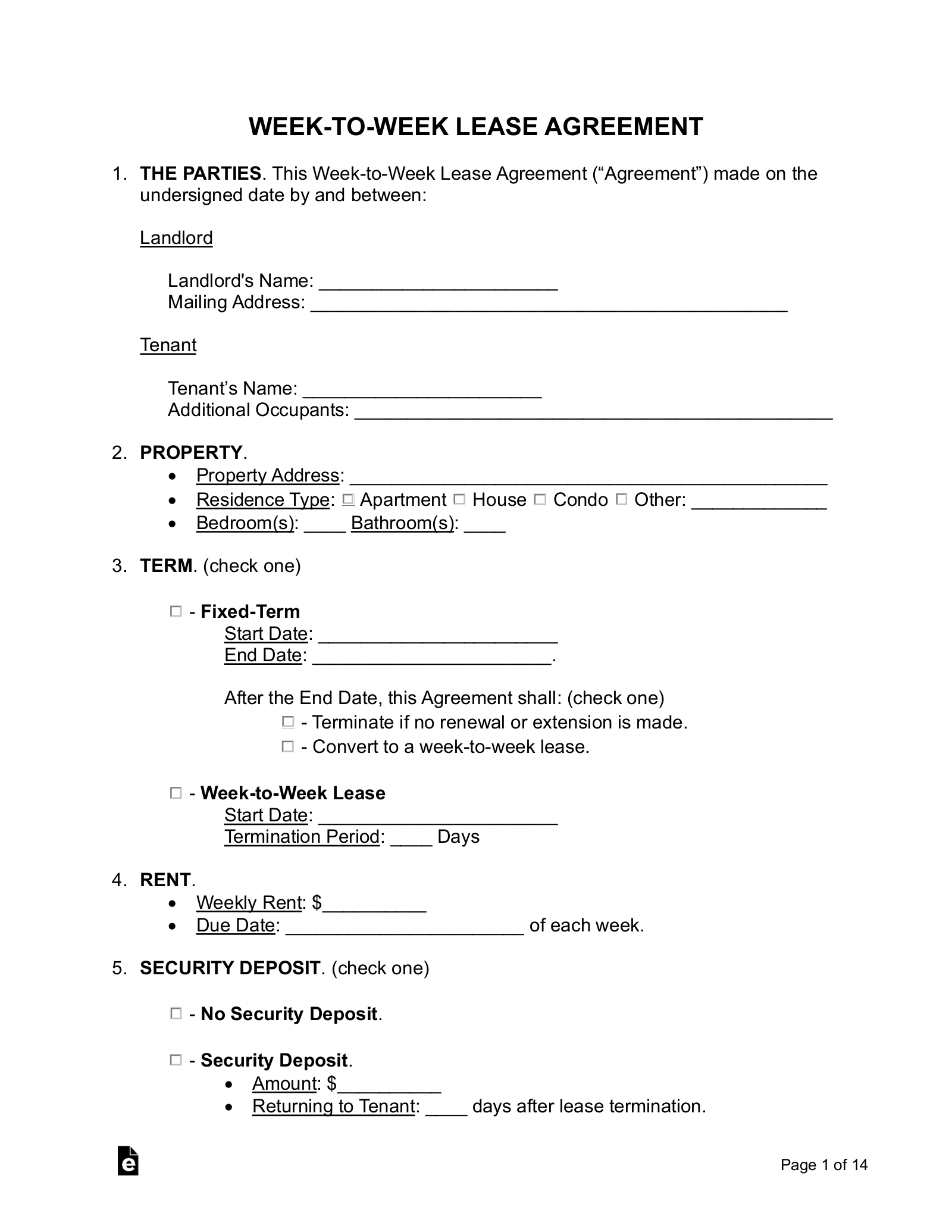 Rental Agreement Template Free Printable