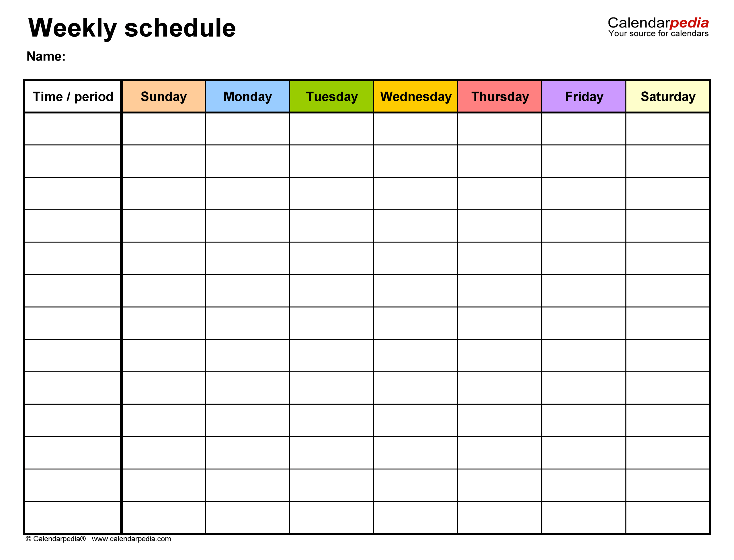 Free Weekly Schedules For Word 24 Templates Worksheets Library